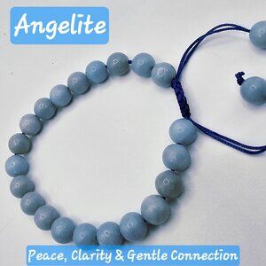 8 mm Angelite Adjustable Bracelet – Peace, Clarity & Gentle Connection 💫🕊️